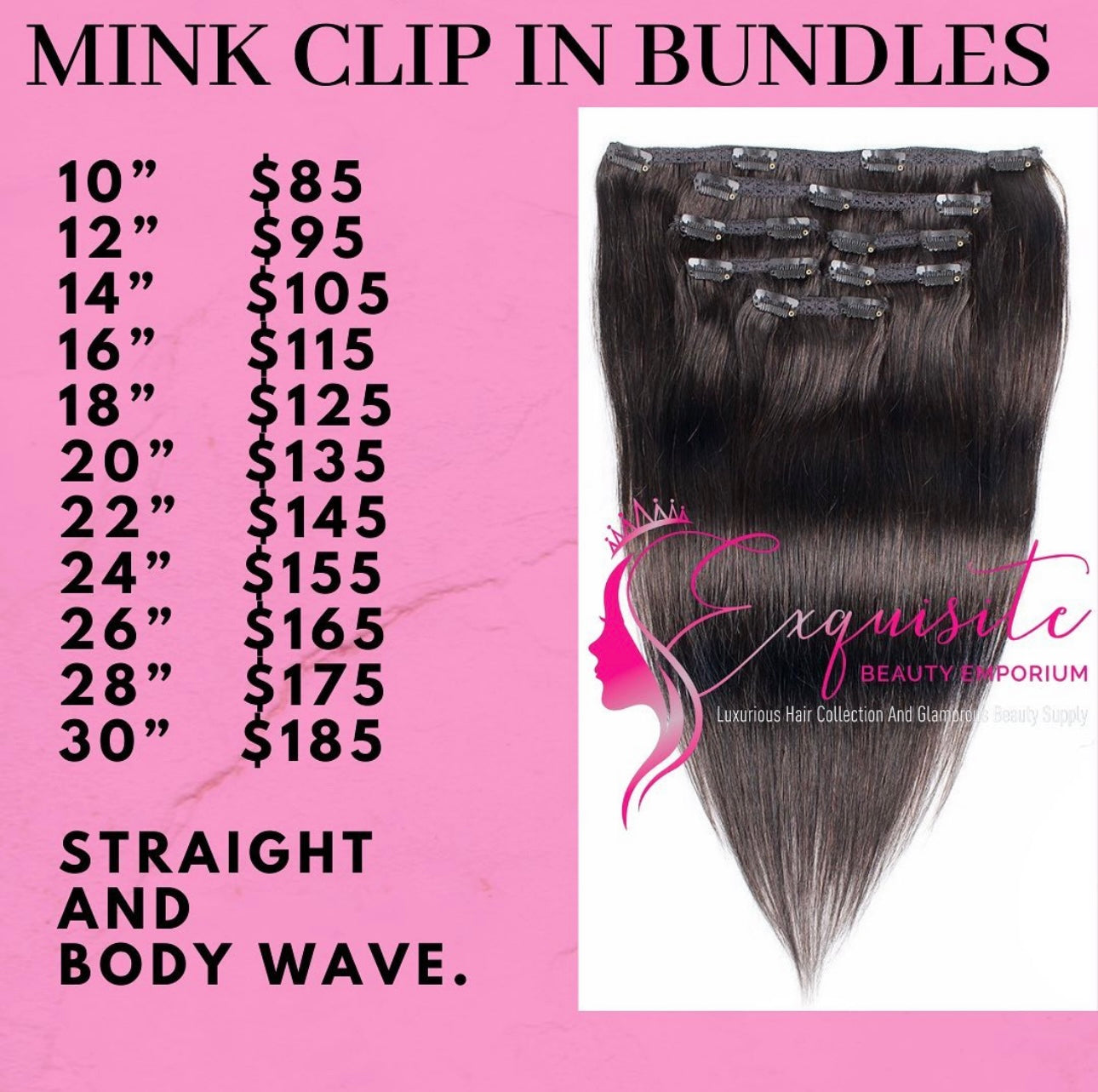 Brazilian Mink Clip In Bundle